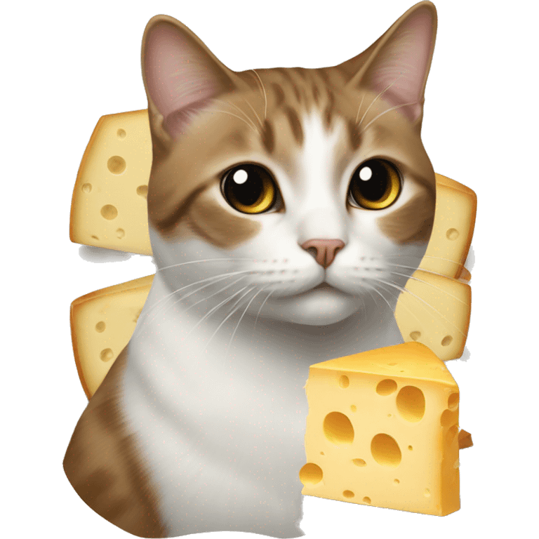 Cat painting cheese emoji