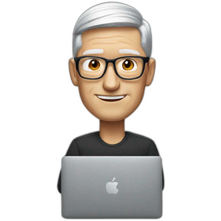 tim cook with macbook at office emoji