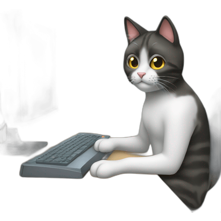 working on computer cat emoji