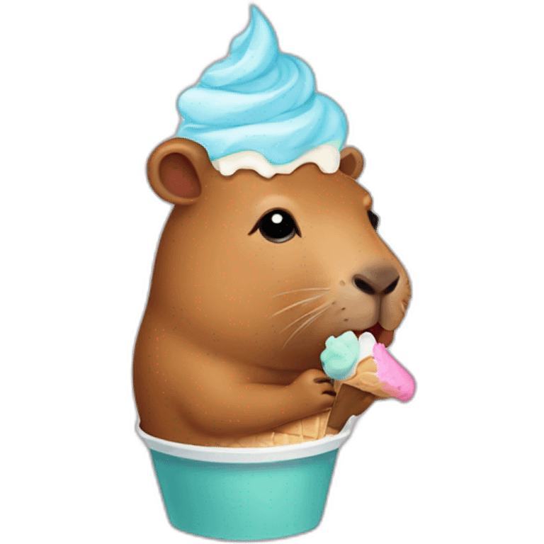 Capybara eat ice cream emoji