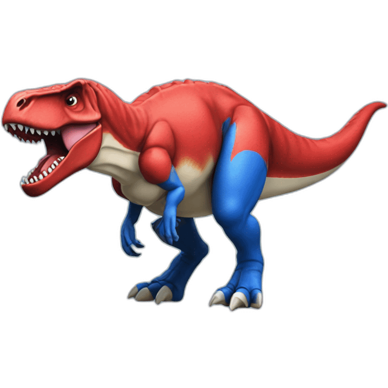 T Rex con camiseta de rugby azul y roja emoji