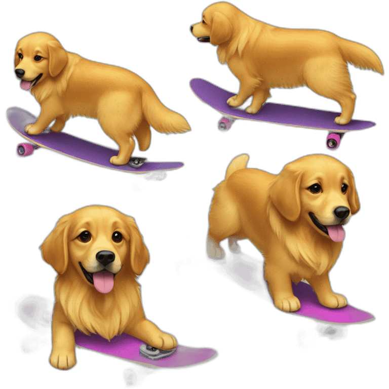 golden retriever on longboard skate emoji