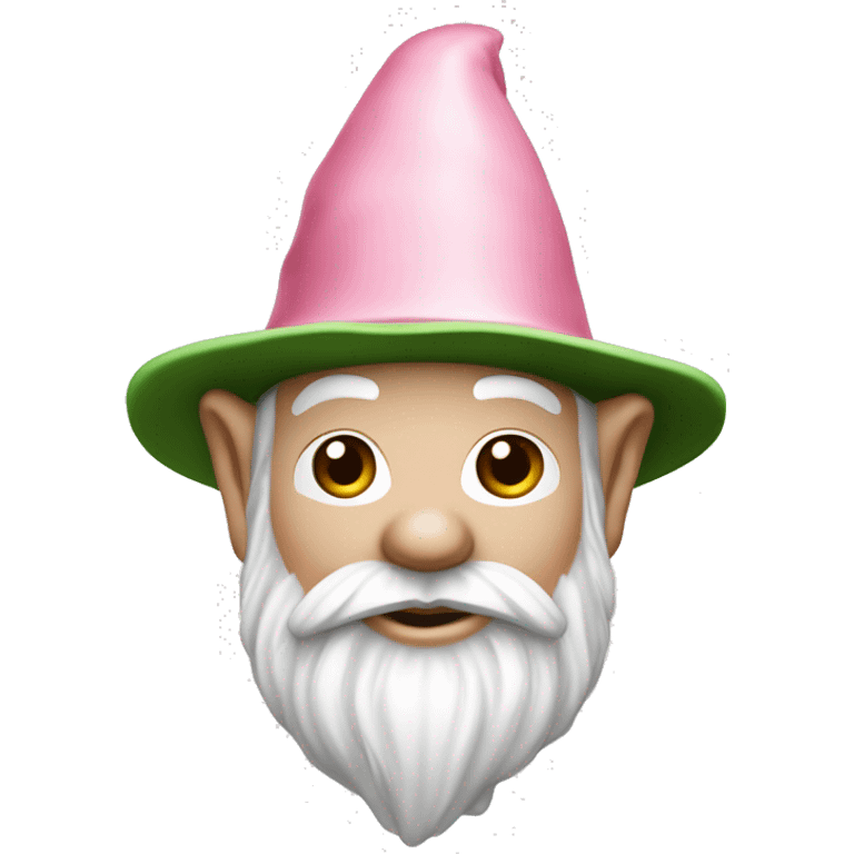 Gnome vert avec un chapeau pointu blanc et une épuisette rose emoji