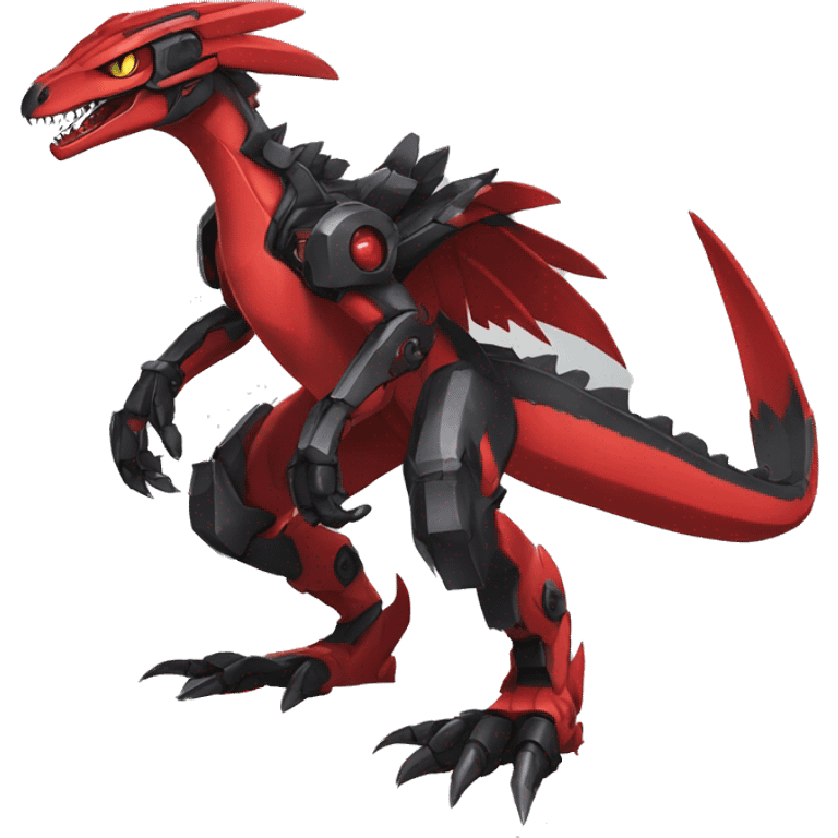  Cool Edgy Black Red Digimon-Fakemon-Guilmon-Velociraptor-Dragon-Mecha full body emoji