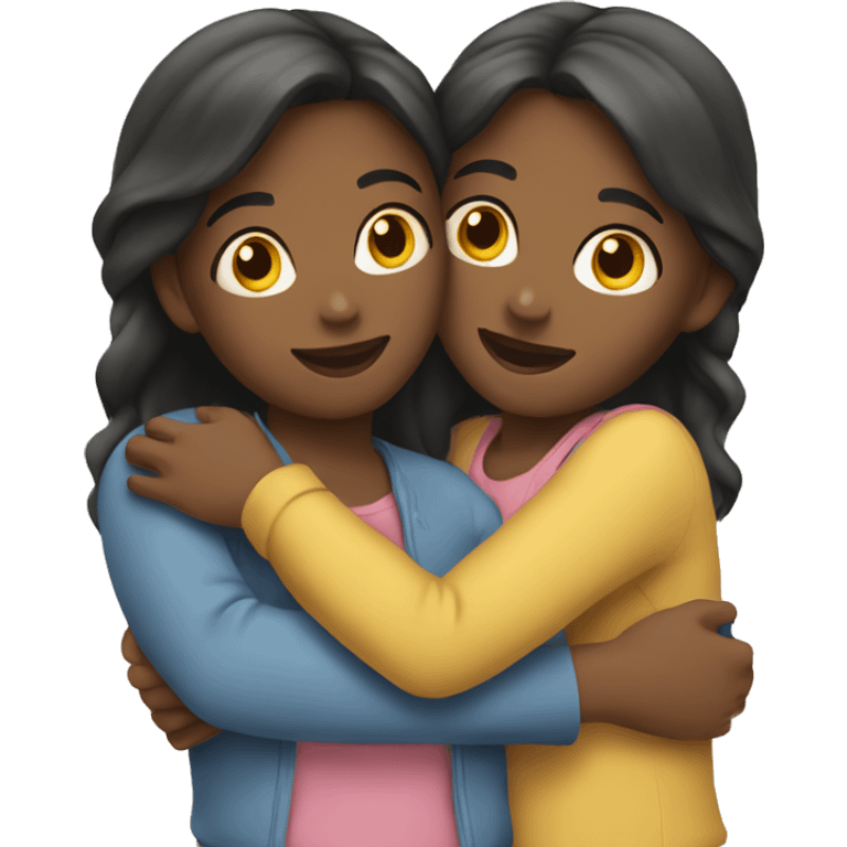 Two girls hugging  emoji