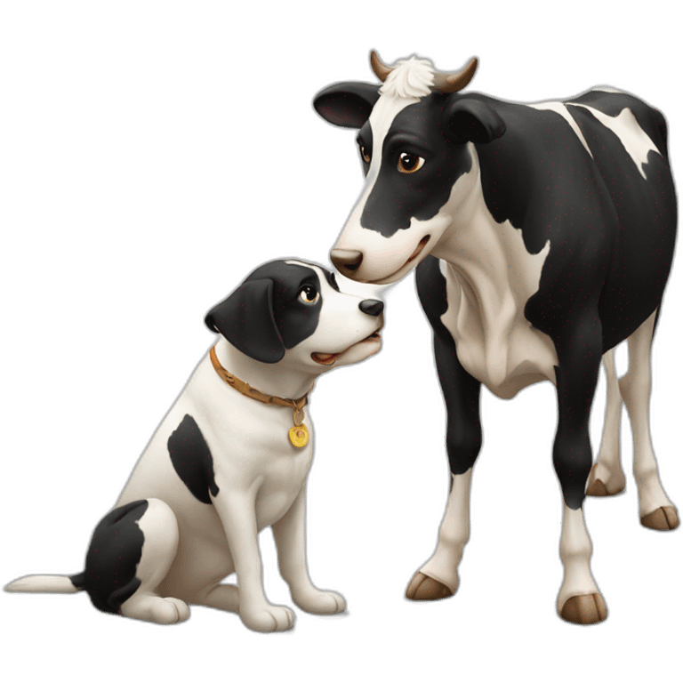 Dog talk to a cow emoji