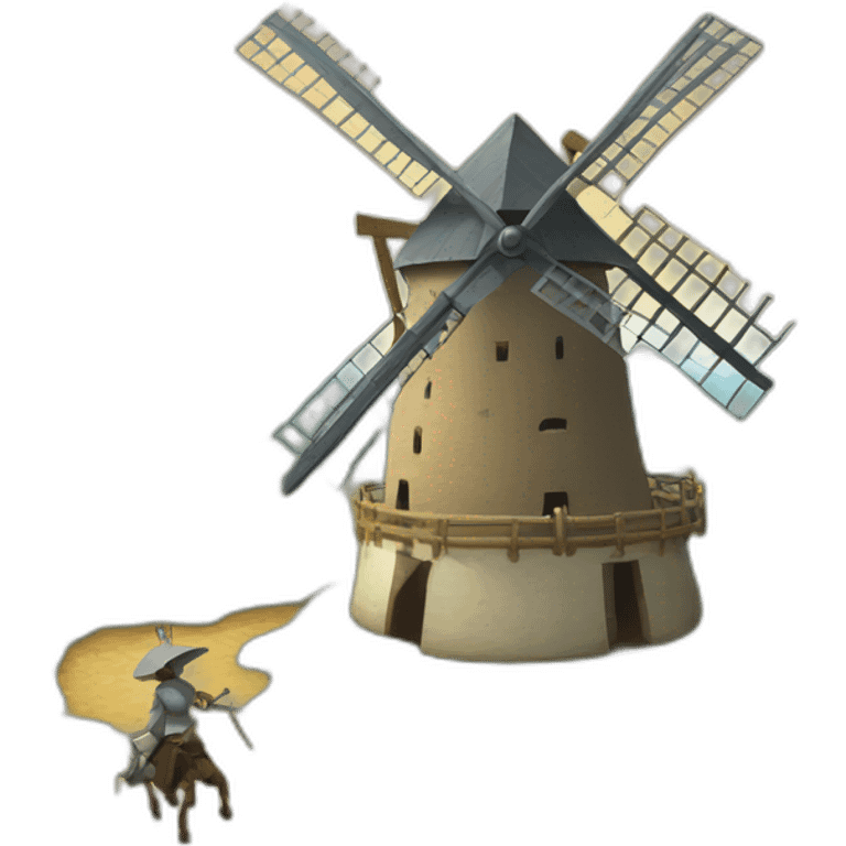 Don quijote fighting windmill emoji