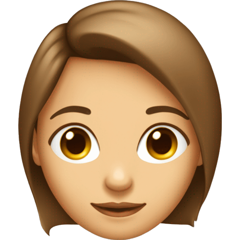 menina de olhos castanho cabelo comprido e castanho liso cor de pele bege claro emoji