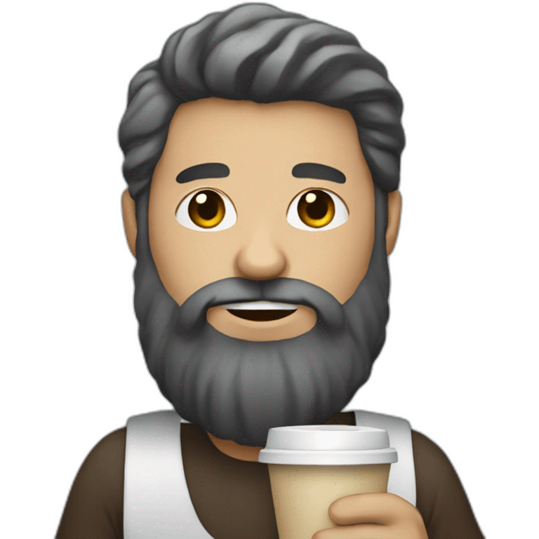 black bearded white man holding a coffee cup emoji