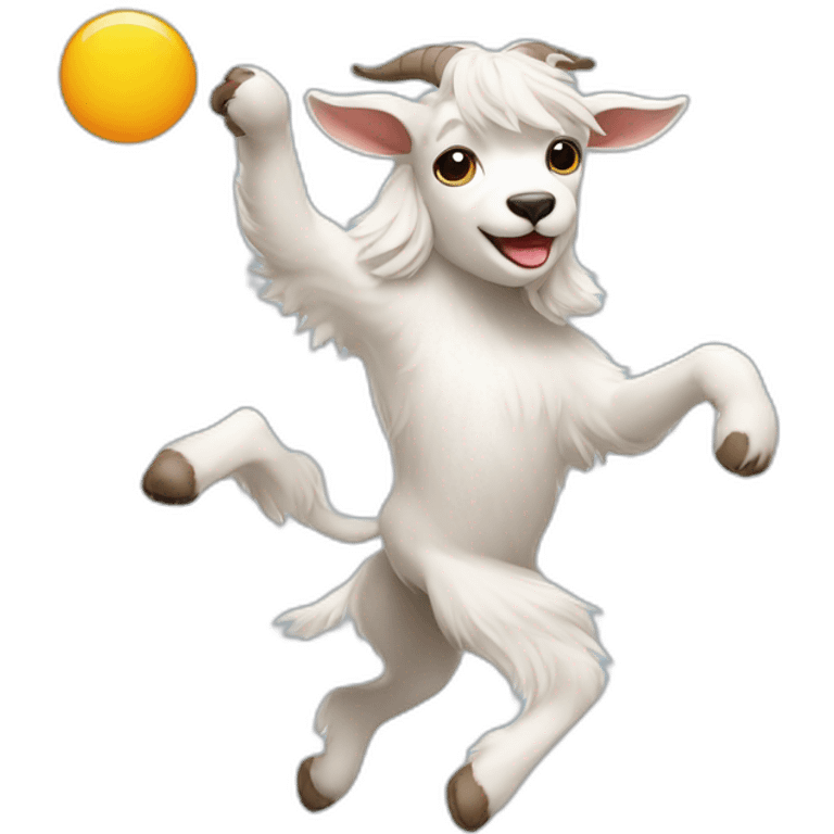 Dancing goat with white maltese dog emoji