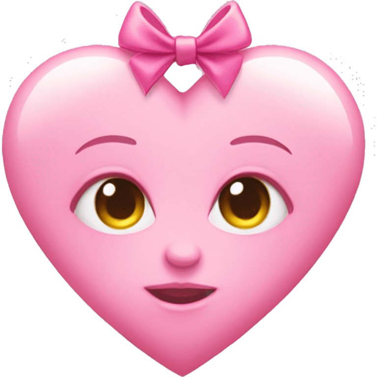 Baby pink colored heart with pink bows on it emoji