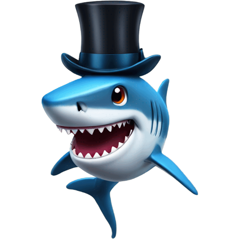 Shark with a top hat emoji