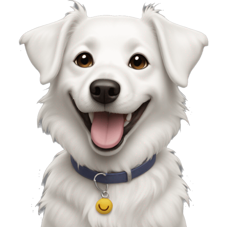 skinny smiling meme white dog  emoji