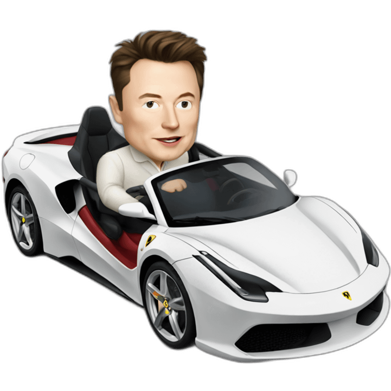 Elon Musk driving a Ferrari emoji