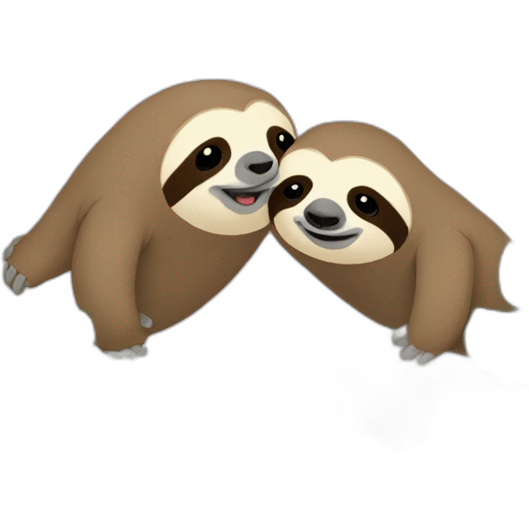 Sloth with T-shirt and print of a couple kissing emoji