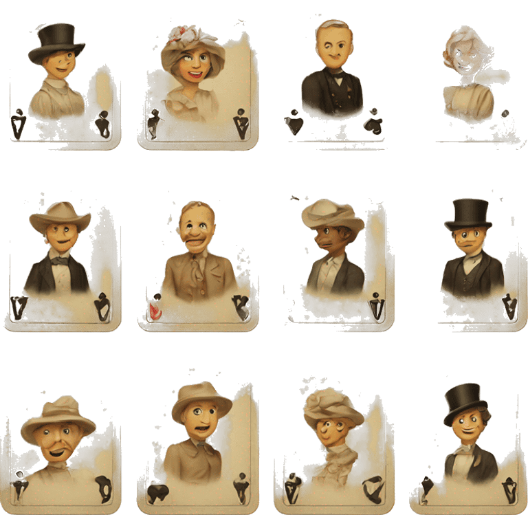 Beige vintage deck cards emoji