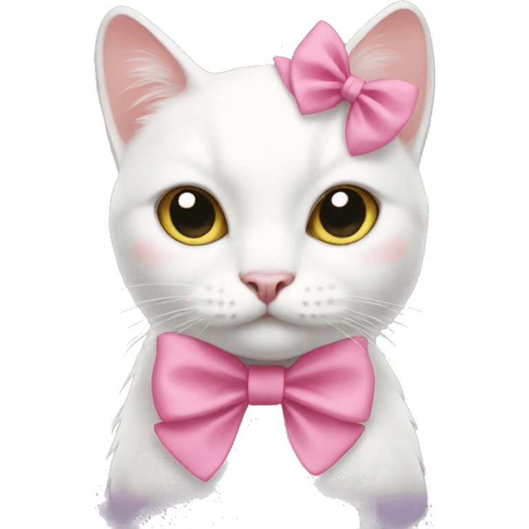 White Cat with pink bow  emoji