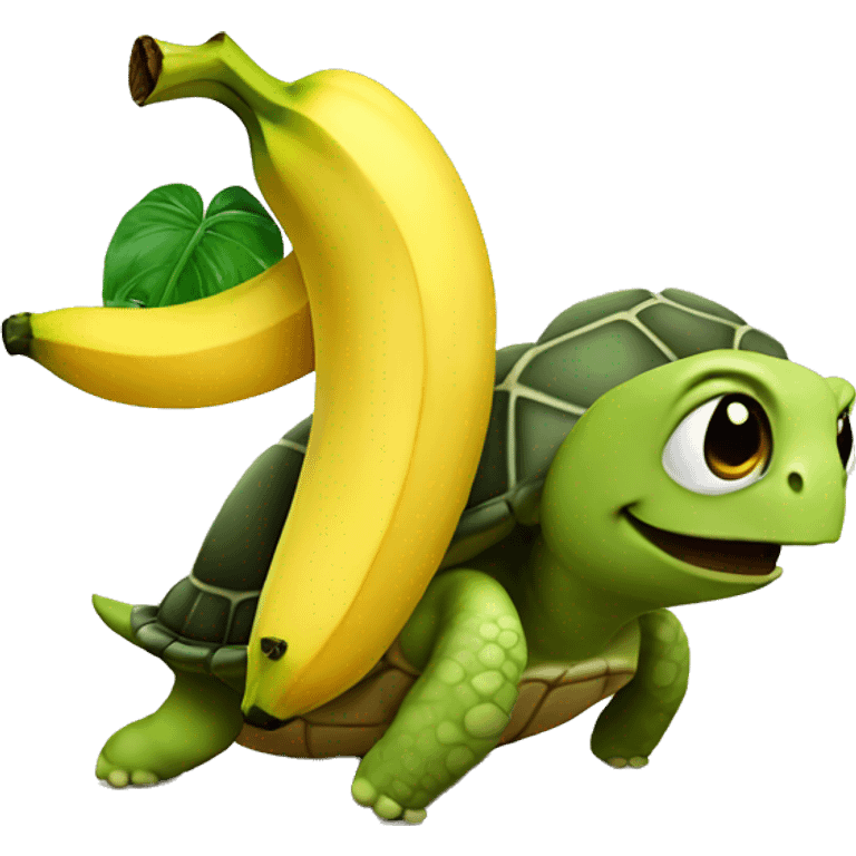 Banana with a turtle as hat emoji