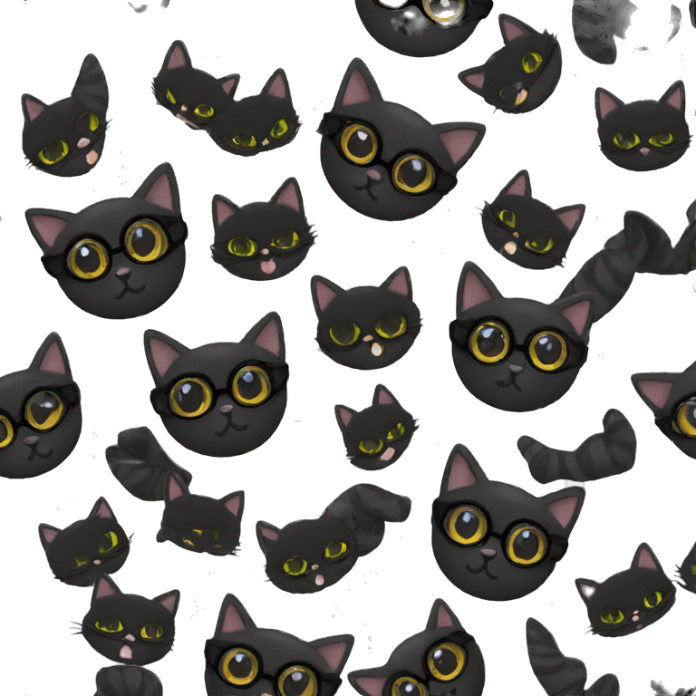 Black cat nerd emoji