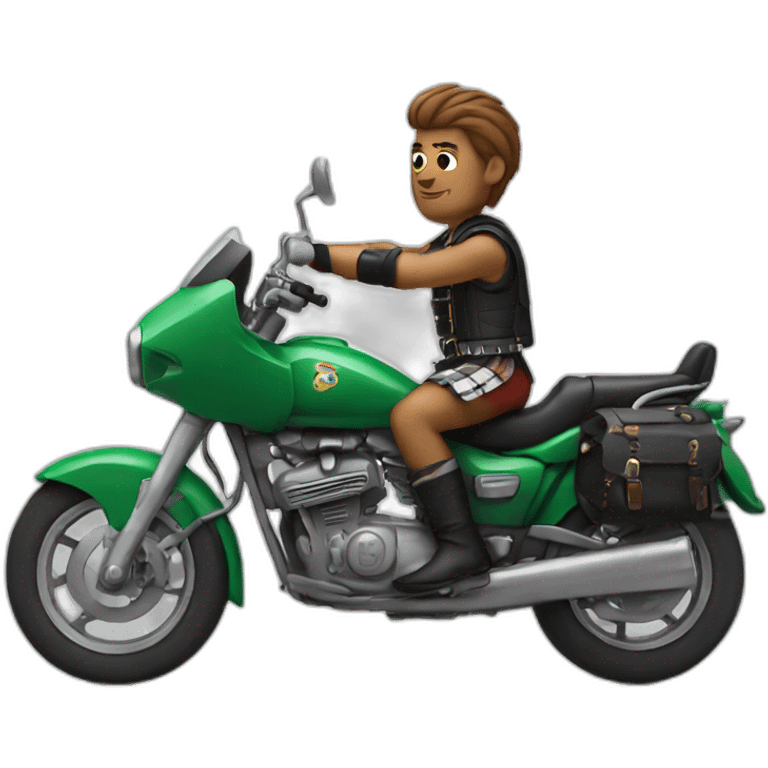 Jock with kilt on a motorbike emoji