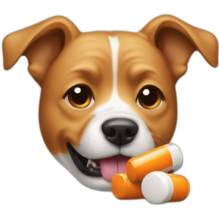 Dog eating pill emoji