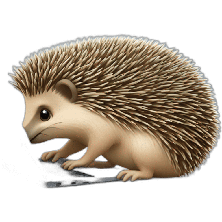 hedgehog working on a laptop emoji