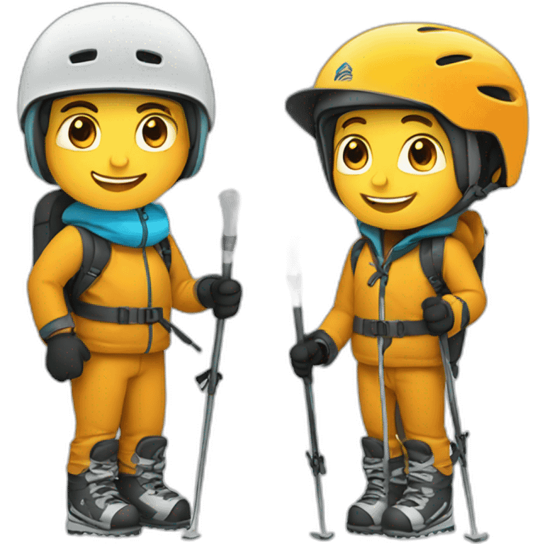 a skier and a mountain climber emoji