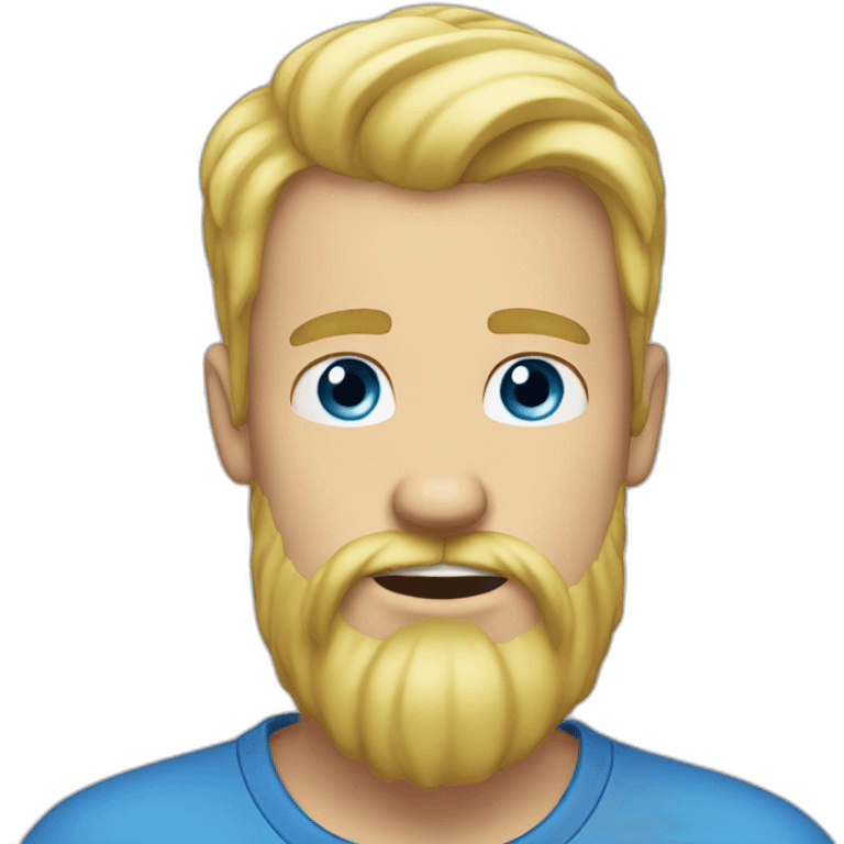 Blond man beard blue eyes fart emoji