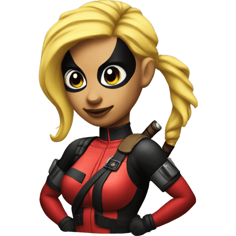 lady deadpool with a high yellow pony tail emoji