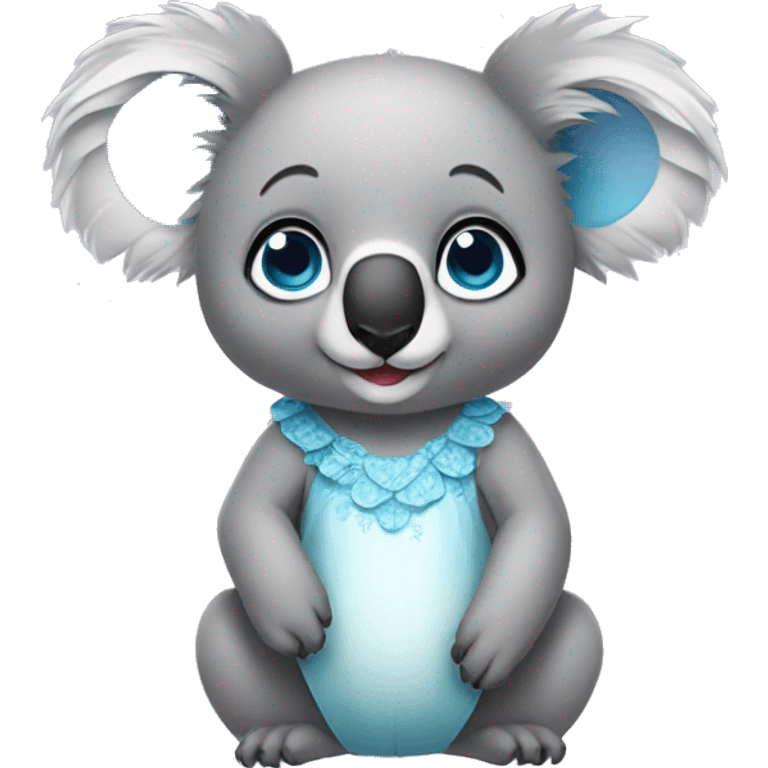 a koala in a dress with blue eyes emoji