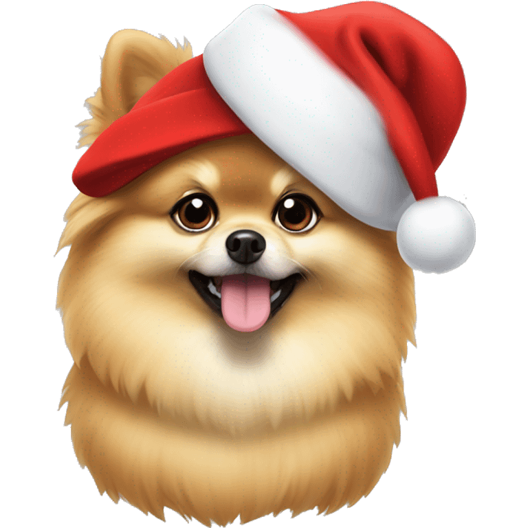 Pomeranian with Santa hat emoji