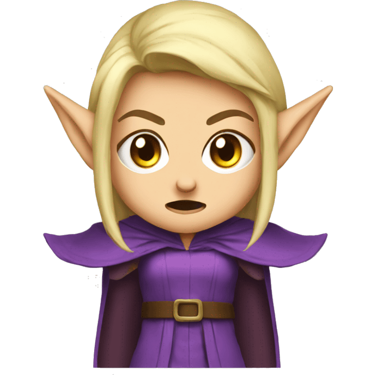 enraged angry, Noble female Elf with Elf ears and blonde hair and purple robes emoji