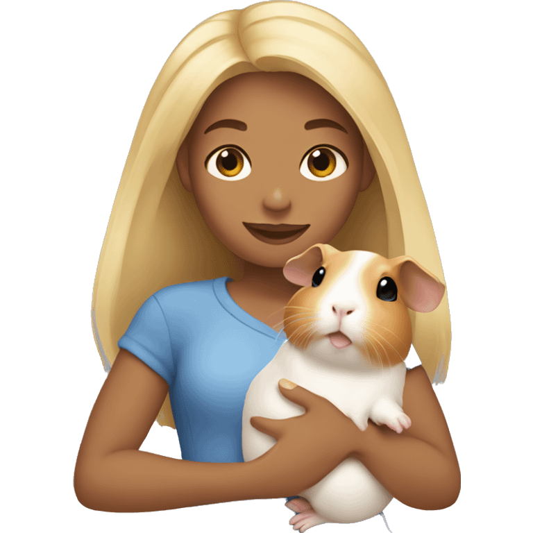 blonde girl holding guinea pig  emoji