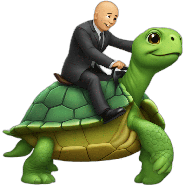 Turtle riding a bald man emoji