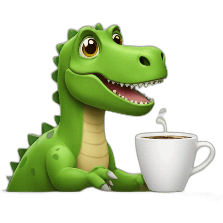 dinosaur drinks coffee emoji