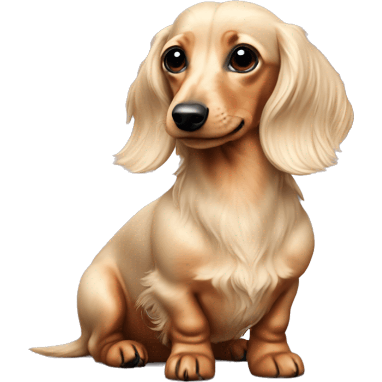 Mini long haired dachshund cream Christmas  emoji