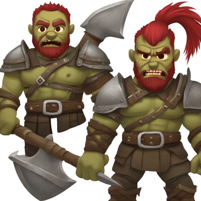 armored orc berserker with red beard & mohican emoji