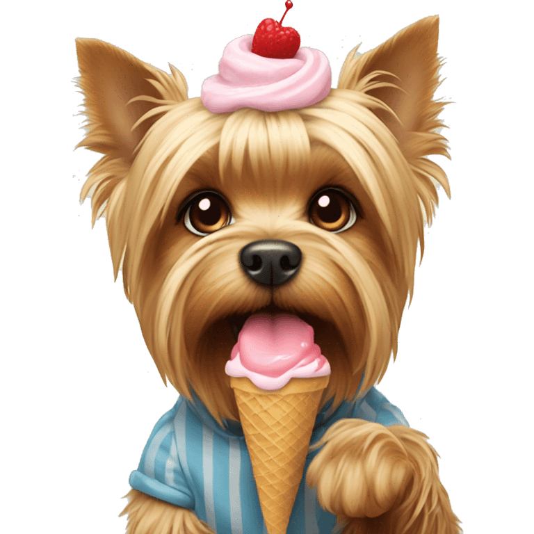 Yorkshire Terrier eating ice cream emoji