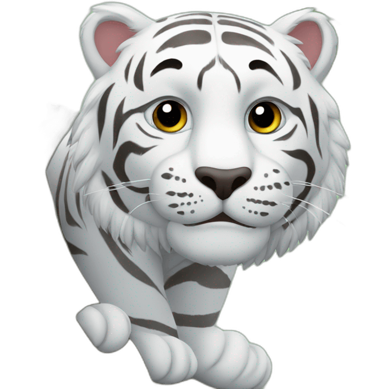 white tiger on a tree emoji