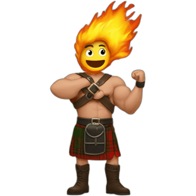 monty starting fires wearing a kilt flexes bicep emoji