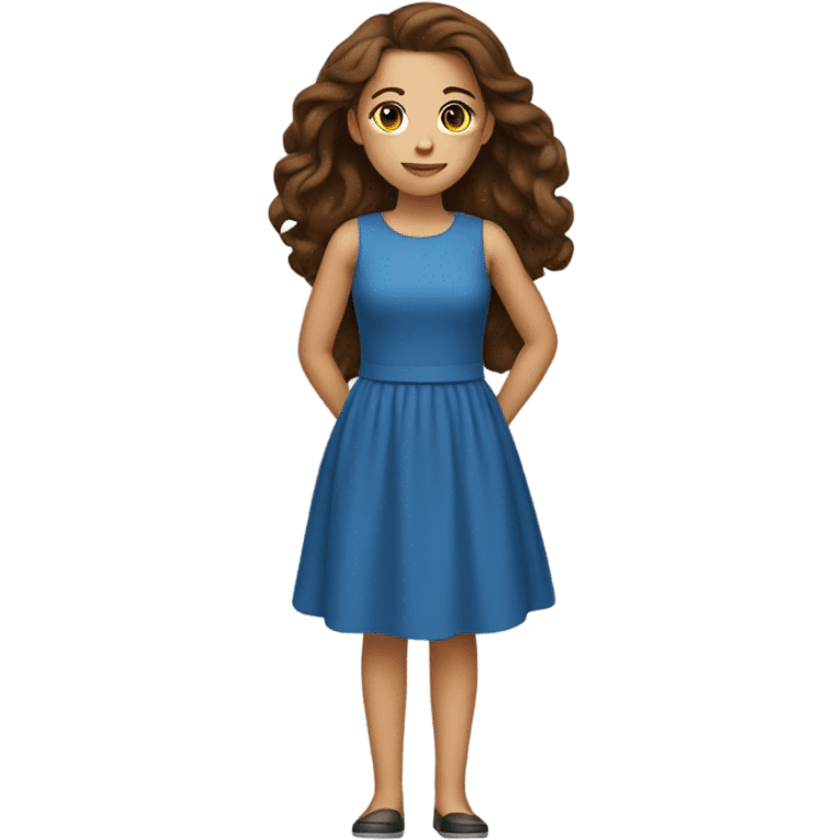 a girl whit a brown hair and blu dress emoji