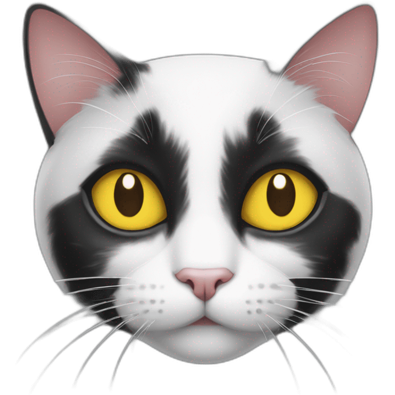 black and white cat and yellow eyes emoji