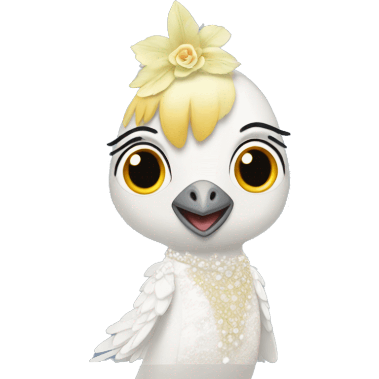 Cockatiel wearing a wedding dress  emoji