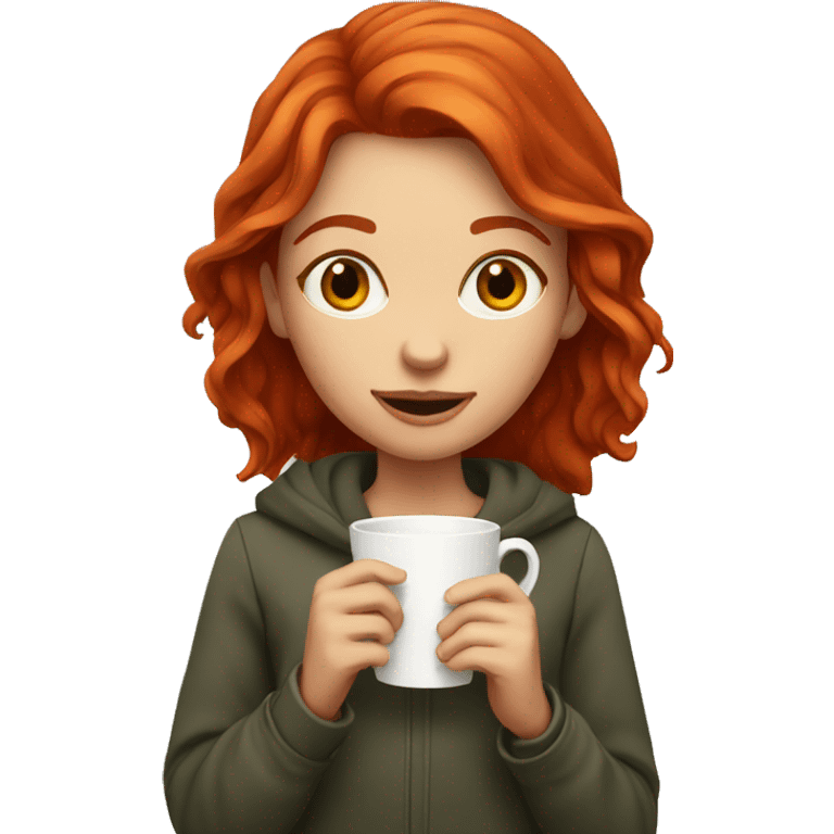 Red headed girl with a coffee cup emoji