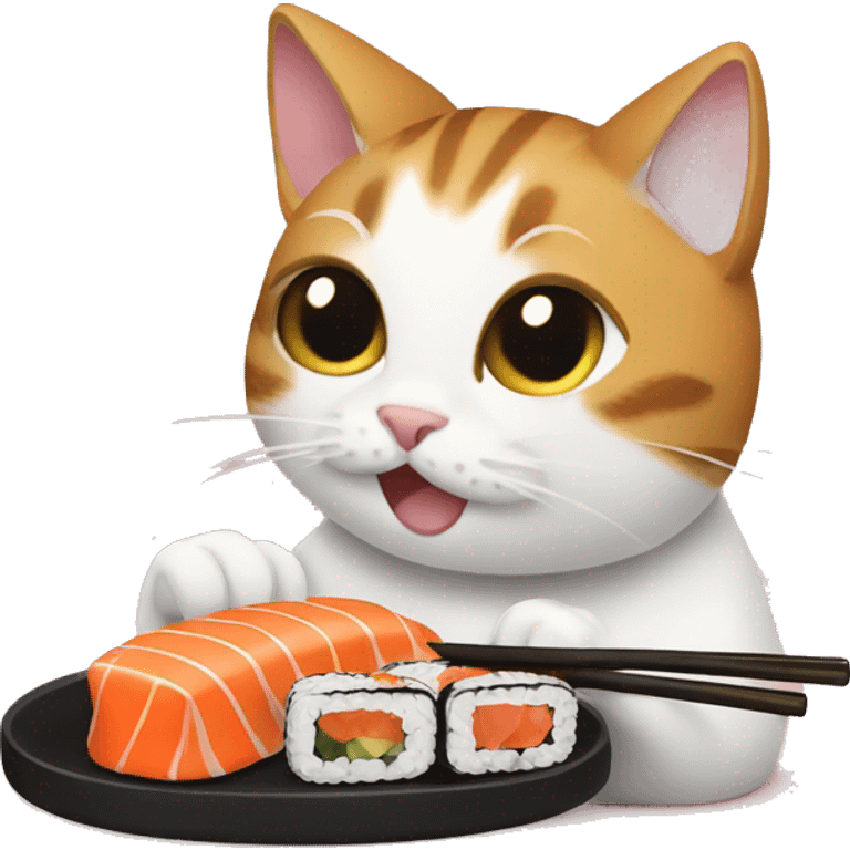 Cat eating sushi emoji