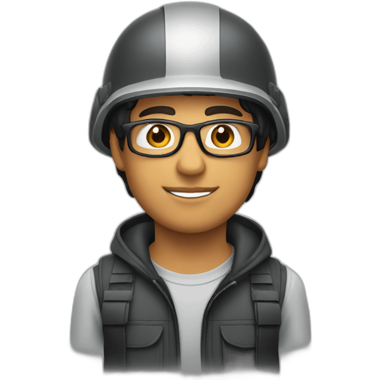 Young-man-hispanic-with-helmet-and-glasses emoji