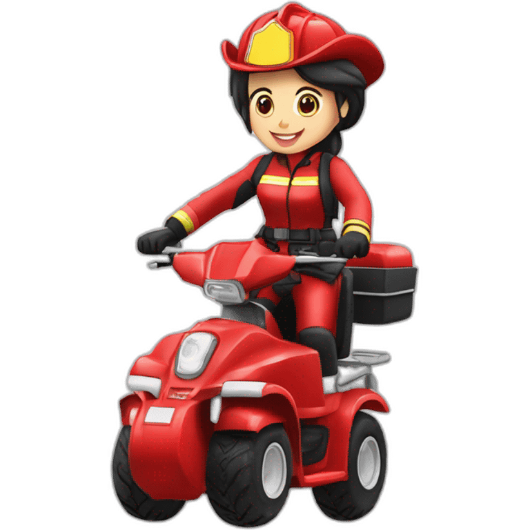 Pompiers sur un quad avec sa copine emoji