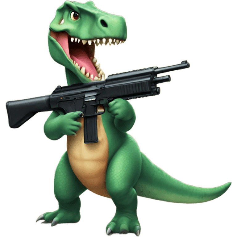 Dinosaur with a gun emoji