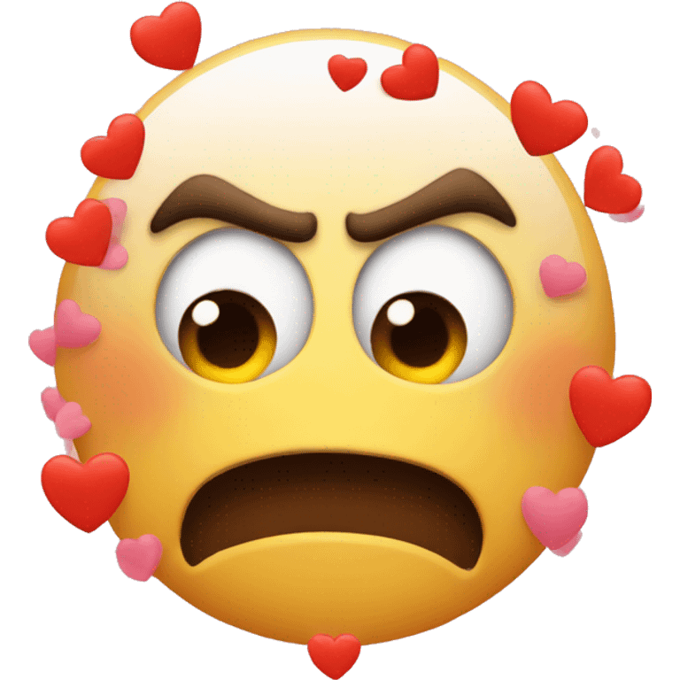 angry face emoji with little hearts emoji