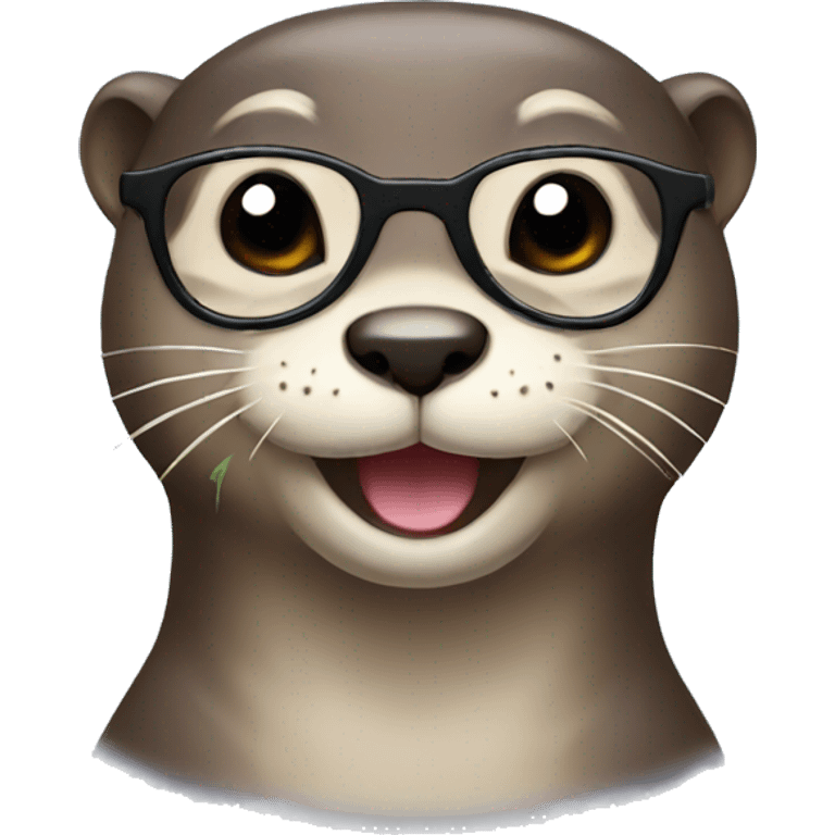 Happy otter with glasses emoji